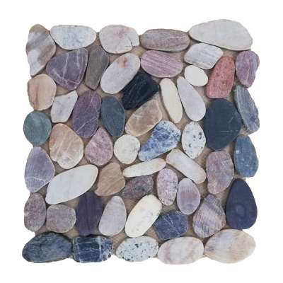 sliced natural pebble mesh back mosaic tile for patio and garden