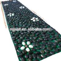 Portable foot massage mosaic tile mat, outdoor pebble stone floor mat, flat beach pebbles wholesale