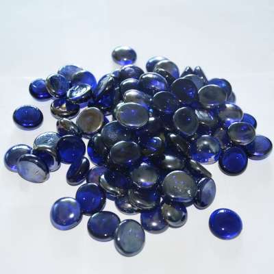 china blue marble flat glass pebbles in bulk