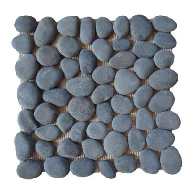 black natural pebble cobble stone paver mat