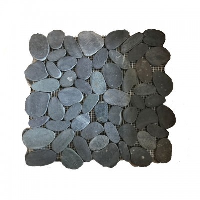 black color sliced polished pebble tile