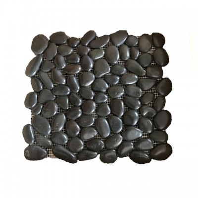 black highlighter pebble tiles for kitchen